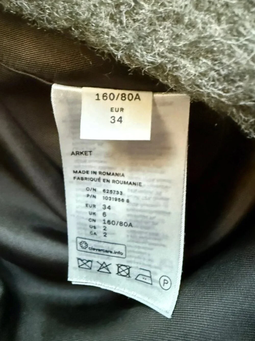 ARKET Manteco Wool Caban Peacoat Khaki Size XS